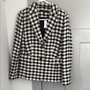 Talbots Black and White Buffalo Plaid Blazer